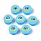 Handmade Polymer Clay Beads, Flat Round with Evil Eye, Deep Sky Blue, 9.5~10x4.5mm, Hole: 1.6mm