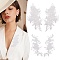 2Pairs 2 Styles Polyester Ornament Accessories, Flower, White, 200~280x90~145x1.5mm, 1pair/style