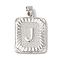 Rack Plating Brass Pendants, Long-Lasting Plated, Lead Free & Cadmium Free, Square with Letter Charms, Letter J, 24x17x2.5mm, Hole: 4x3.5mm
