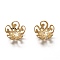 304 Stainless Steel Fancy Bead Caps, 5-Petal Flower, Real 18k Gold Plated, 10x4mm, Hole: 1mm