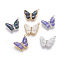 Brass Enamel Pendants, with Freshwater Shell and Micro Pave Cubic Zirconia, Butterfly, Mixed Color, 14x17x2mm, Hole: 1.4mm