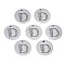 Non-Tarnish 304 Stainless Steel Charms, Laser Cut, Designed Letter Engraved, Flat Round, Stainless Steel Color, Letter.D, 14x1mm, Hole: 1.2mm