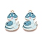 Alloy Enamel Pendants, Lead Free & Cadmium Free, Snake Charm, Golden, Sky Blue, 26x16.5x1mm, Hole: 1.6mm