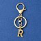 304 Stainless Steel Initial Letter Charm Keychains, with Alloy Clasp, Golden, Letter R, 8.5cm