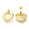Rack Plating Heart Brass Stud Earrrings, Long-Lasting Plated, Cadmium Free & Lead Free, Real 18K Gold Plated, 25x22mm