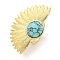 Ion Plating(IP) 304 Stainless Steel Synthetic Turquoise Cuff Rings, Fan Open Rings for Women Men, Real 18K Gold Plated, 39.5x26.5mm, Inner diameter: Adjustable.
