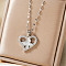 Elegant Brass Clear Cubic Zirconia Hollow Design Butterfly Heart Pendant Necklaces for Women, Platinum, 15.75 inch(40cm)