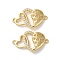 Brass Micro Pave Clear Cubic Zirconia Double Heart Links Connector Charms, Cadmium Free & Lead Free, Real 16K Gold Plated, 14.5x24x3.5mm, Hole: 1.4mm