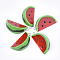 Resin Pendants, with Platinum Tone Iron Findings, Imitation Food, Watermelon, Red, 38~39x19~19.5x13~14mm, Hole: 2mm
