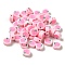 Handmade Polymer Clay Beads, Round with Peach, Pink, 8.5x4mm, Hole: 1.6mm