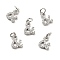 Brass Micro Pave Clear Cubic Zirconia Pendants, with Jump Ring, Long-Lasting Plated, Lead Free & Cadmium Free & Nickel Free, Sign, Platinum, 10x7x2mm, Jump Ring: 5x1mm, 3mm Inner Diameter