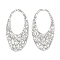 Non-Tarnish 304 Stainless Steel Pendants, Textured Oval Charm, Stainless Steel Color, 40.5x21x2.3mm, Hole: 23x13.7mm