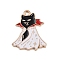 Halloween Alloy Enamel Pendants, Cat Shape, 25x20.5x1.3mm, Hole: 2mm