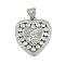 Brass Micro Pave Cubic Zirconia Pendants, Cadmium Free & Lead Free, Religion, Heart, Platinum, 20.5x18x2.5mm, Hole: 4.5x3.5mm