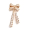 Rack Plating Brass Micro Pave Cubic Zirconia Pandants, Long-Lasting Plated, Lead Free & Cadmium Free, Bowknot, Golden, 34x16x5mm, Hole: 1.6mm