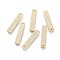 Brass Charms, Long-Lasting Plated, Textured, Rectangle, Golden, 15x3x1mm, Hole: 1mm