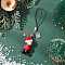 Glass Mobile Straps, with Cord Loop, Snowman, Platinum, Red, 105mm