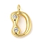 Rack Plating Brass Micro Pave Cubic Zirconia Pendants, Cadmium Free & Lead Free, Long-Lasting Plated, Real 18K Gold Plated, Letter D, 22.5x14x5mm, Hole: 3.2mm