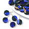 Tri-color Handmade Porcelain Pendants, Ornamental with Gold,  with Brass Findings, Flat Round, Golden, Blue, 28x26.5x8.5mm, Hole: 1.2mm