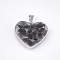 Natural Dyed & Heated Black Agate Pendants, with Glass and 304 Stainless Steel Findings, Heart, Stainless Steel Color, 19x21x6mm, Hole: 3x5.5mm