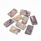 Natural Akoya Shell Links connectors, Rectangle, 17~18x10~12x1.5mm, Hole: 1mm