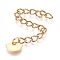 304 Stainless Steel Chain Extender, Curb Chain, with Charms, Fan, Golden, 57mm, Link: 4x3x0.5mm