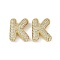 Brass Micro Pave Clear Cubic Zirconia Pendants, Cadmium Free & Nickel Free & Lead Free, Letter K, 24x24.5x7mm, hole: 3.5x2mm