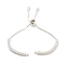 Brass Pave Clear Cubic Zirconia Square Slider Bracelet Making, Silver, 7-1/4~7-1/2 inch(18.5~19cm), Hole: 1.8mm
