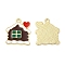 Christmas Alloy Enamel Pendants, Golden, House, 17x15x1mm, Hole: 1.4mm