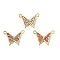 Butterfly Shape 304 Stainless Steel Pendants, with Rhinestone, Ion Plating(IP), Real 14K Gold Plated, Mixed Color, 12.5x17x1.5mm, Hole: 1.4mm