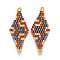 MIYUKI & TOHO Handmade Japanese Seed Beads Links, Loom Pattern, Rhombus, Colorful, 40~41.5x16~16.7x1.7~1.8mm, Hole: 1.4~1.5mm