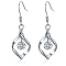 Rhombus Brass Micro Pave Clear Cubic Zirconia Dangle Earrings for Women, Platinum