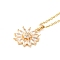 Brass Micro Pave Cubic Zirconia Pendant Necklaces for Women, 201 Stainless Steel Cable Chain Necklaces, Flower, Clear, 15.75 inch(40cm)