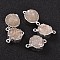 Flat Round Plated Natural Druzy Quartz Links connectors, with Silver Color Plated Brass Finding, 22~23x15~16x5~6mm, Hole: 2mm