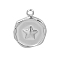 304 Stainless Steel Pendants, Flat Round Charm, Stainless Steel Color, Star, 16x13mm