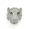 Rack Plating Brass Micro Pave Cubic Zirconia Leopard Hollow Beads, Lead Free & Cadmium Free, Platinum, 11x11x6mm, Hole: 1.4mm