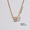 Chic Minimalist Column Brass Micro Pave Cubic Zirconia Pendant Necklaces, Cable Chains Necklaces for Women, 15.75 inch(400mm)