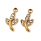 304 Stainless Steel with Rhinestone Pendants, Leaf Charms, Ion Plating(IP), Real 18K Gold Plated, Crystal, 9.5x5x2mm, Hole: 1.2mm