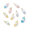 Baking Painted Pearlized Glass Imitation Pearl Pendants, Flower Charms, with Acrylic Beads & Brass Loop, Golden, 15x6mm, Hole: 1.8mm