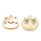Painted Alloy Pendants, Cat Charm, Cadmium Free & Nickel Free & Lead Free, Golden, Light Goldenrod Yellow, 18x20x2.5mm, Hole: 2.3mm
