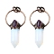 Opalite Faceted Pointed Bullet Big Pendants, with Brass Ring, Red Copper, 52.5~55x27~29x14~15.5mm, Hole: 6mm