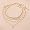 Alloy & Plastic Pearl & Acrylic Pendant Multi Layered Necklaces, Golden, White, Butterfly, 14.57~15.35 inch(37~39cm), 5pcs/set