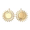 304 Stainless Steel Pendant Cabochon Settings, Sun, Real 18K Gold Plated, Tray: 15mm, 38x35x2.5mm, Hole: 3mm