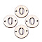 Unfinished Natural Poplar Wood Links Connectors, Laser Cut, Flat Round with Number, Num.0, 29.5x2.5mm, Hole: 2.5mm