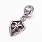 304 Stainless Steel European Dangle Charms, Large Hole Pendants, Shield, Antique Silver, 33mm, Hole: 5mm, Pendant: 22x13x3mm