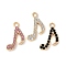 Alloy Rhinestone Pendants, Rack Plating, Cadmium Free & Nickel Free & Lead Free, Musical Note, Golden, Mixed Color, 18.5x12.5x2mm, Hole: 1.8mm