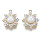 Brass Micro Pave Clear Cubic Zirconia Pendants, with ABS Plastic Imitation Pearl, Nickel Free, Flower, Real 18K Gold Plated, 19x17x8.5mm, Hole: 1.4mm