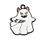 Halloween Alloy Enamel Pendants, Ghost, Horn, 23.5x19x1.5mm, Hole: 1.8mm