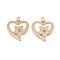 Brass Micro Pave Clear Cubic Zirconia Pendants, Cadmium Free & Lead Free, with Shell & Jump Ring, Heart & Star Charms, with Jump Ring, Real 18K Gold Plated, 21x20x3mm, Hole: 3.5mm