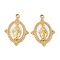 304 Stainless Steel Enamel Pendants, Oval with Virgin Mary Charms, Ion Plating(IP), Real 18K Gold Plated, White, 19x14x2mm, Hole: 1.4mm